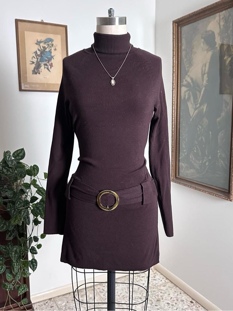 Vintage 90s Early 2000s Brown Extra Long Shirt Or Short Dress
